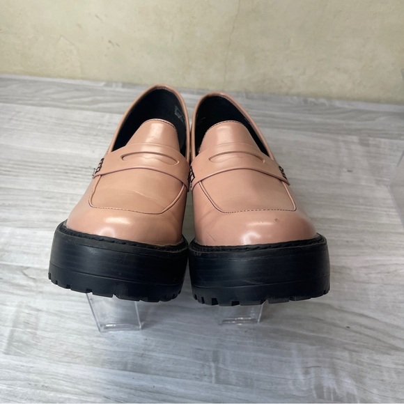 Madden Girl Kassidy Pink Blush Chunky Block Penny Loafer Slip On Heels Size 9 - Picture 6 of 14